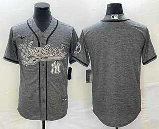 Mens New York Yankees Blank Grey Gridiron Cool Base Stitched Baseball Jerseys->new york yankees->MLB Jersey